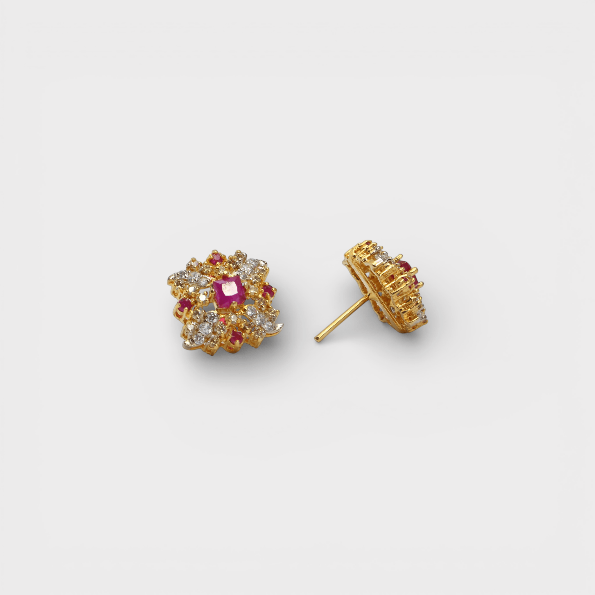 Ruby Floral Bloom Set – Pendant & Earrings - Monis Anas Jewellers