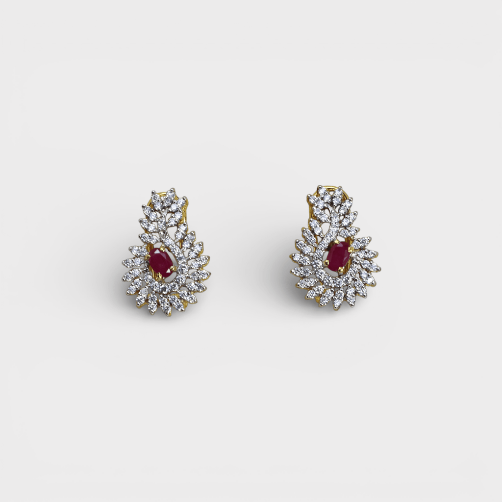 Ruby Floral Petal Drop Earrings - Monis Anas Jewellers