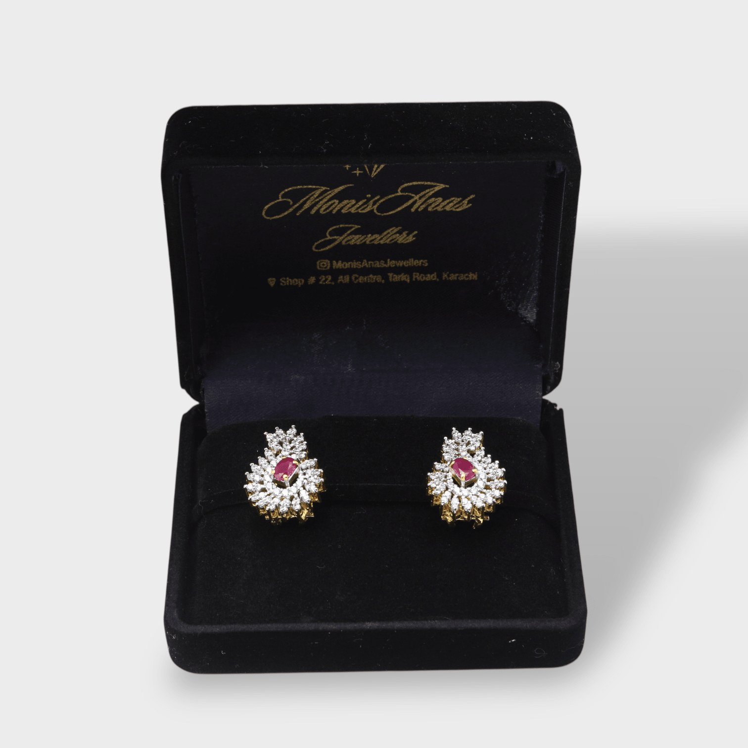 Ruby Floral Petal Drop Earrings - Monis Anas Jewellers