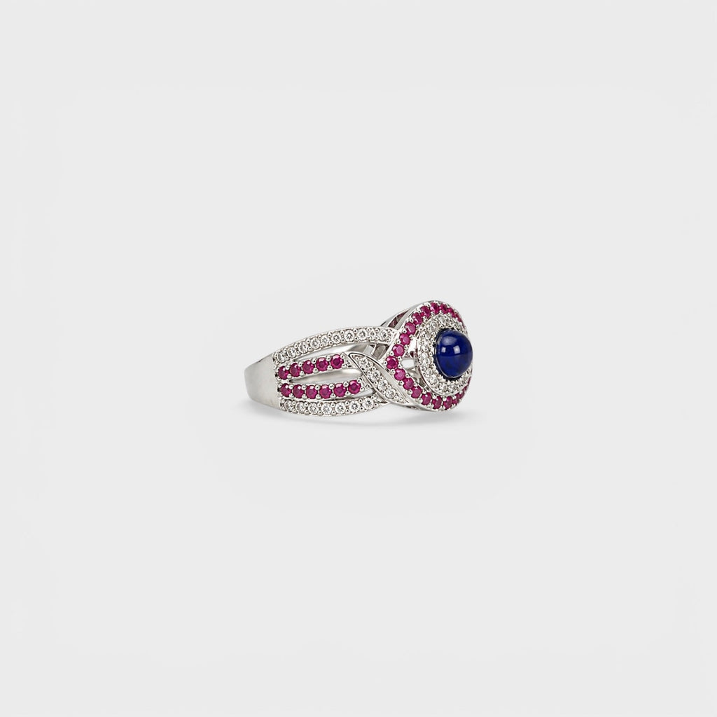 Ruby Mist Halo Ring - Monis Anas Jewellers
