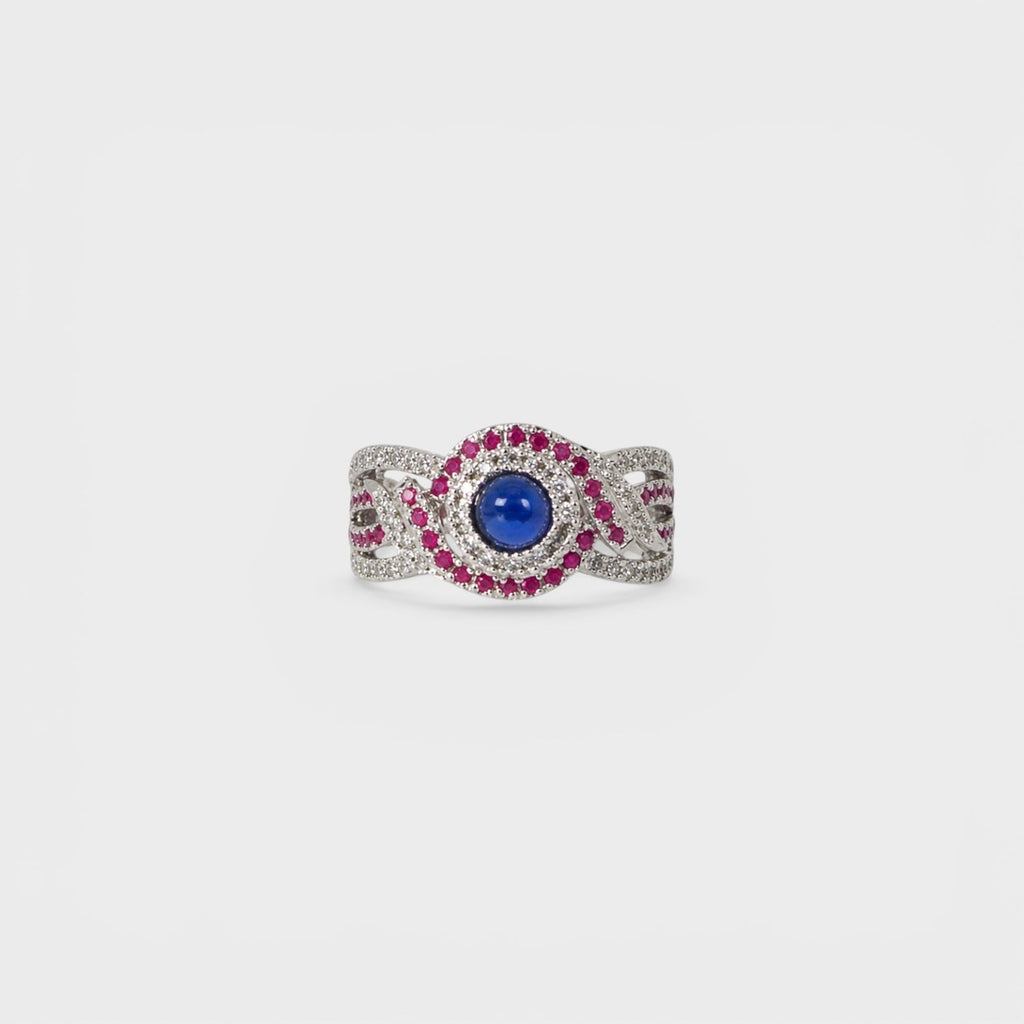 Ruby Mist Halo Ring - Monis Anas Jewellers