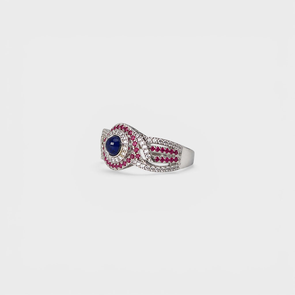 Ruby Mist Halo Ring - Monis Anas Jewellers