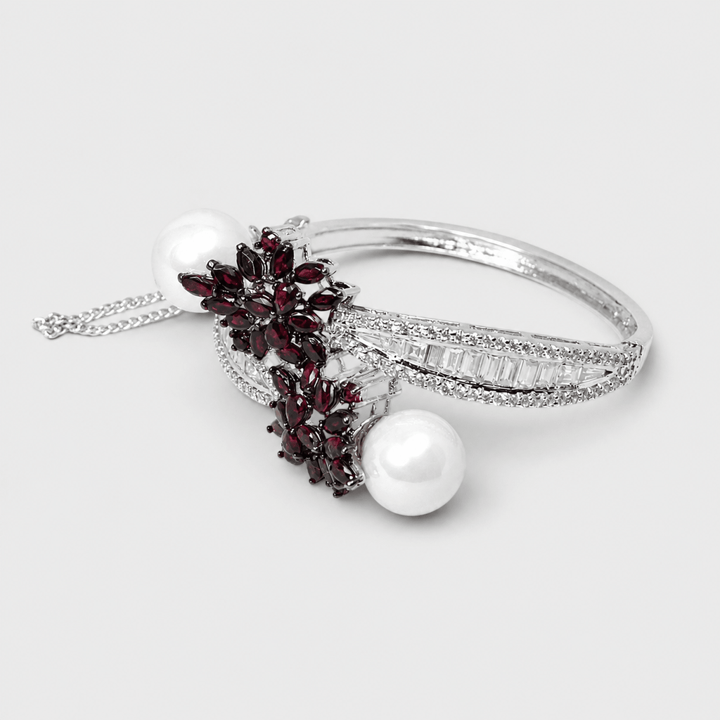 Ruby Pearl Cuff Bracelet - Monis Anas Jewellers