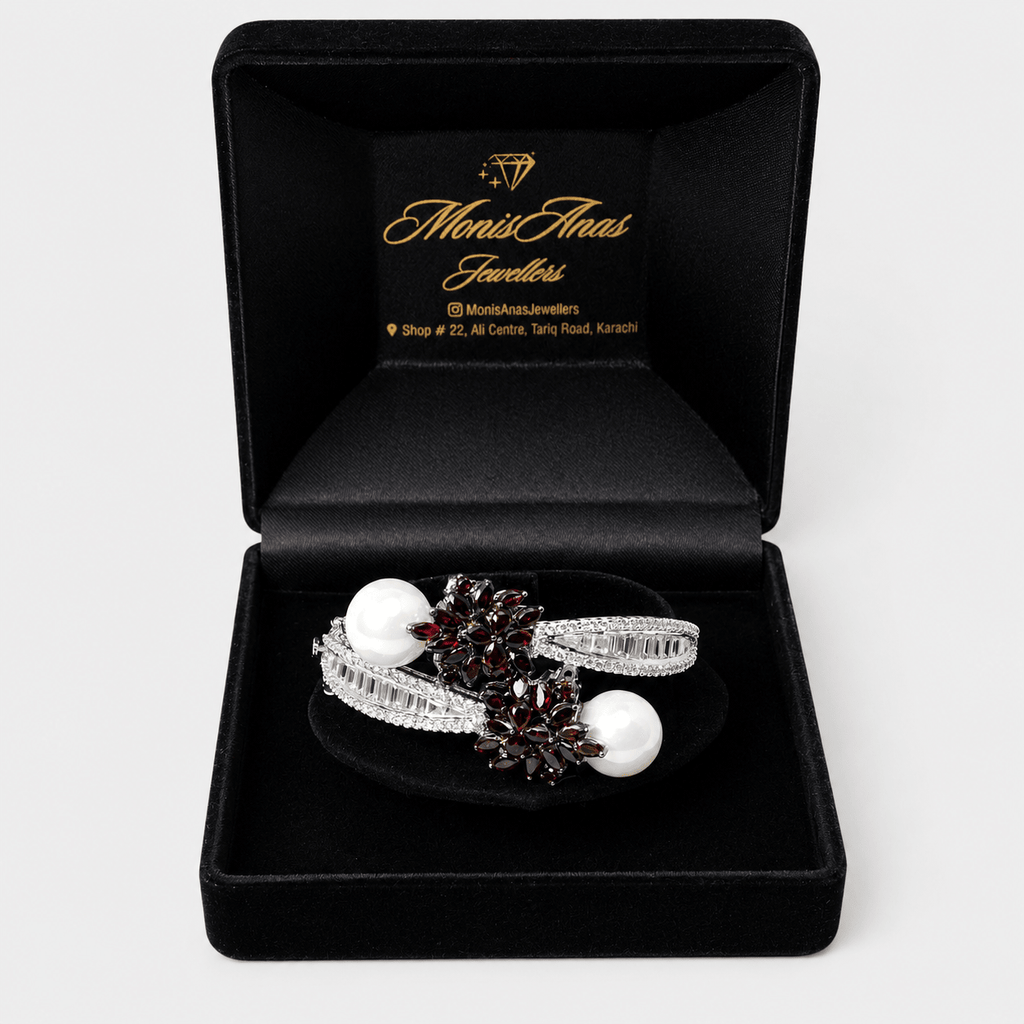 Ruby Pearl Cuff Bracelet - Monis Anas Jewellers