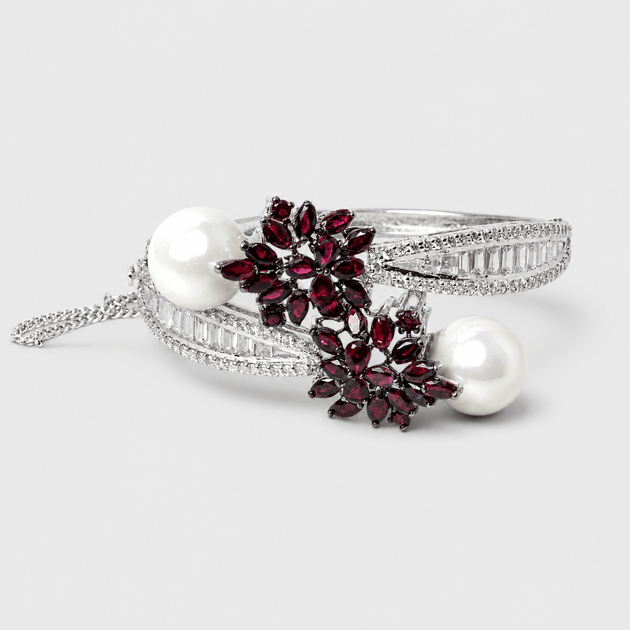 Ruby Pearl Cuff Bracelet - Monis Anas Jewellers