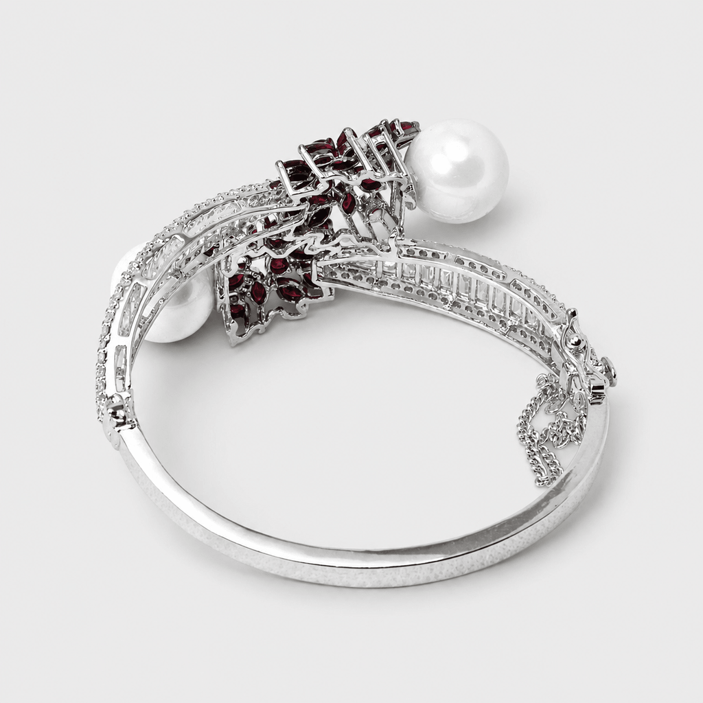 Ruby Pearl Cuff Bracelet - Monis Anas Jewellers