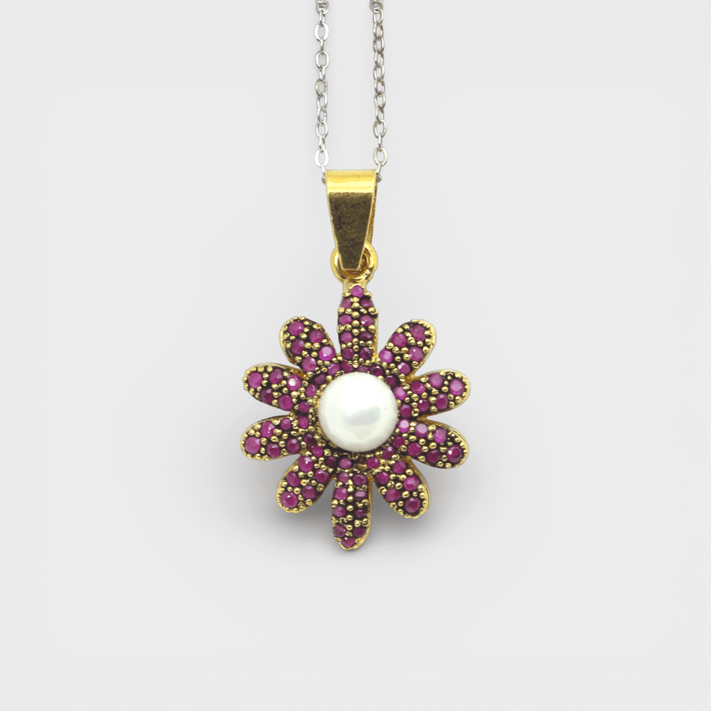 Ruby Pearl Daisy Set - Monis Anas Jewellers
