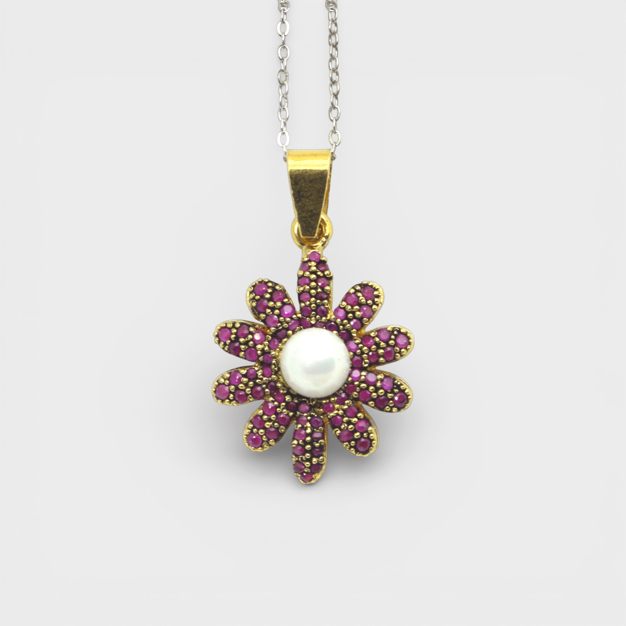 Ruby Pearl Daisy Set - Monis Anas Jewellers