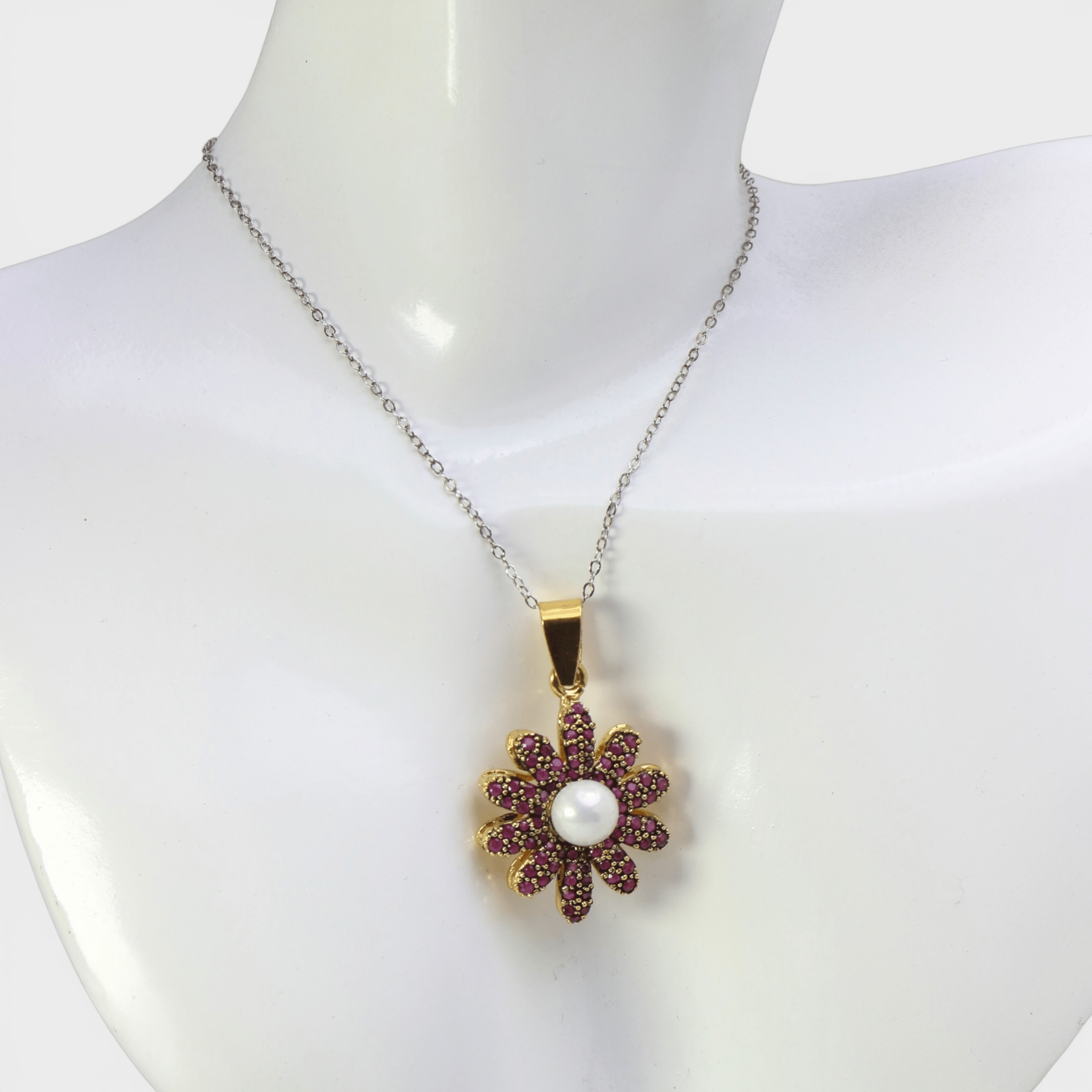 Ruby Pearl Daisy Set - Monis Anas Jewellers