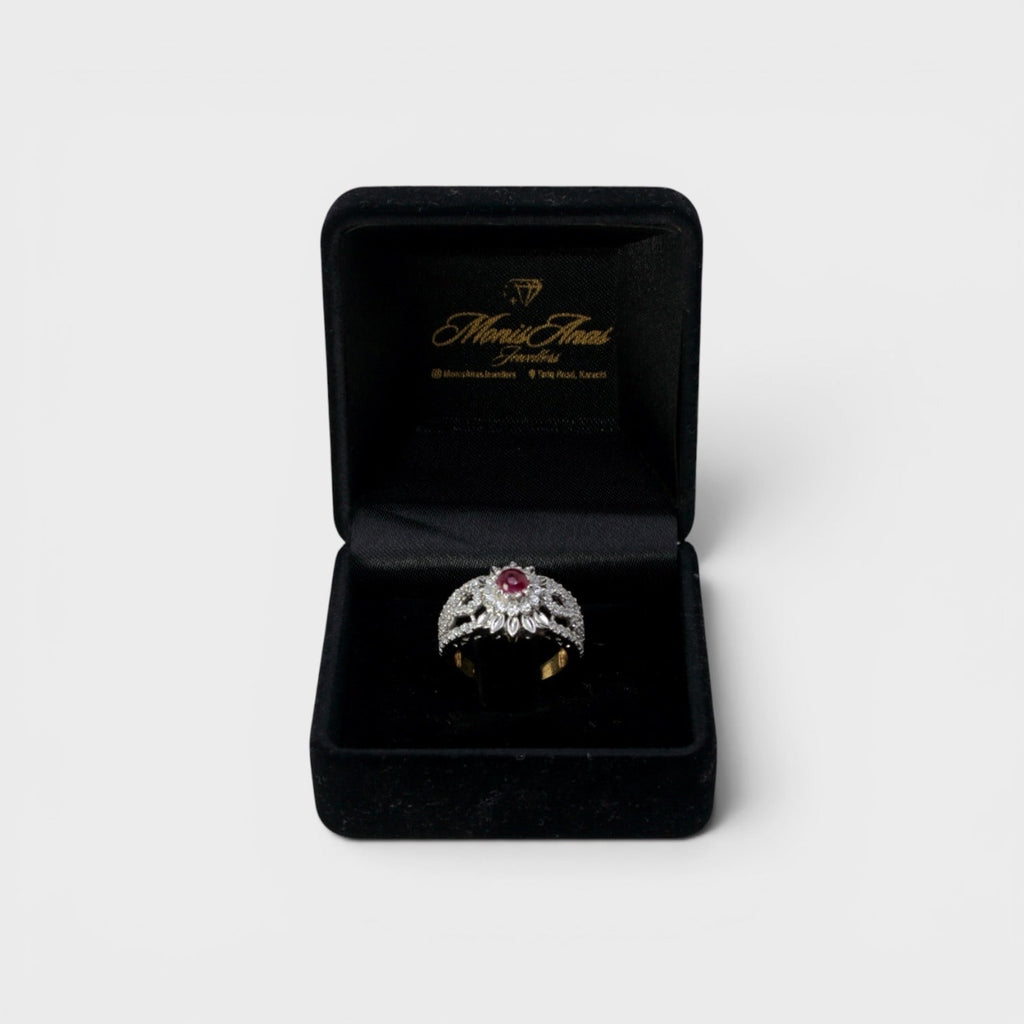 Ruby Petal Bloom Ring - Monis Anas Jewellers