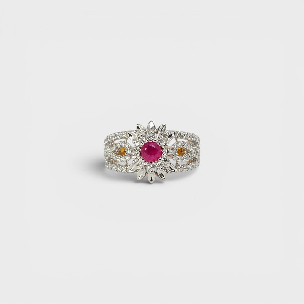 Ruby Petal Bloom Ring - Monis Anas Jewellers