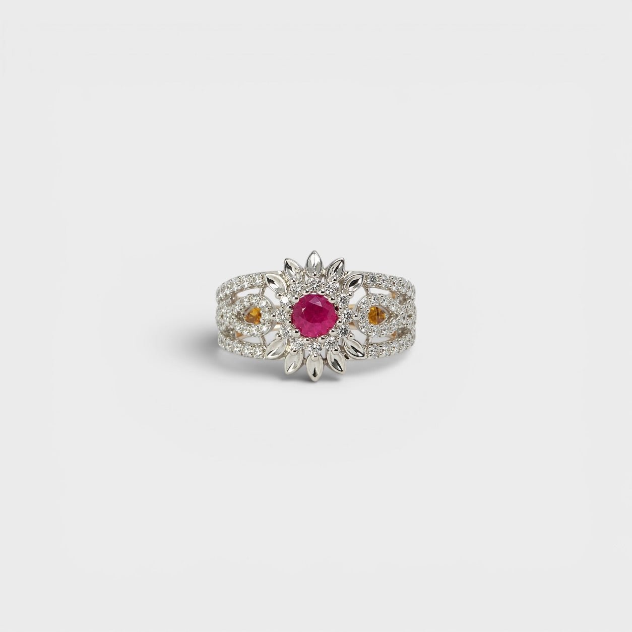 Ruby Petal Bloom Ring - Monis Anas Jewellers