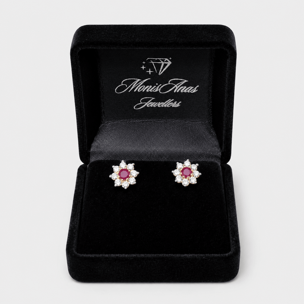 Ruby Starburst Studs - Monis Anas Jewellers