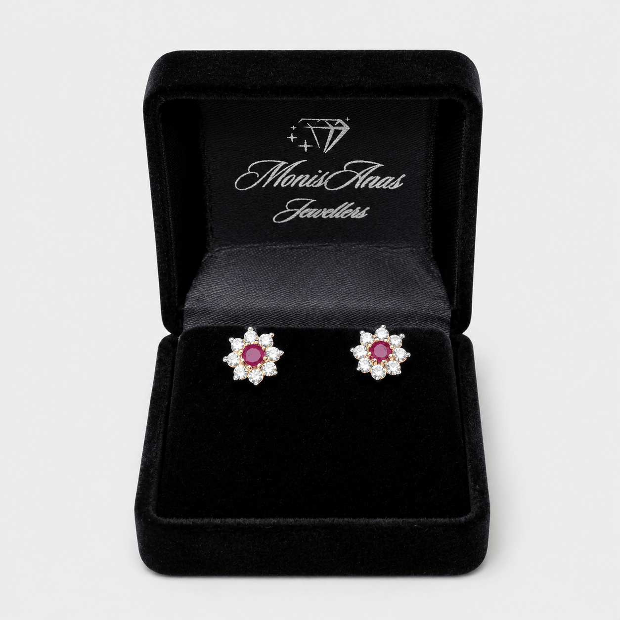 Ruby Starburst Studs - Monis Anas Jewellers
