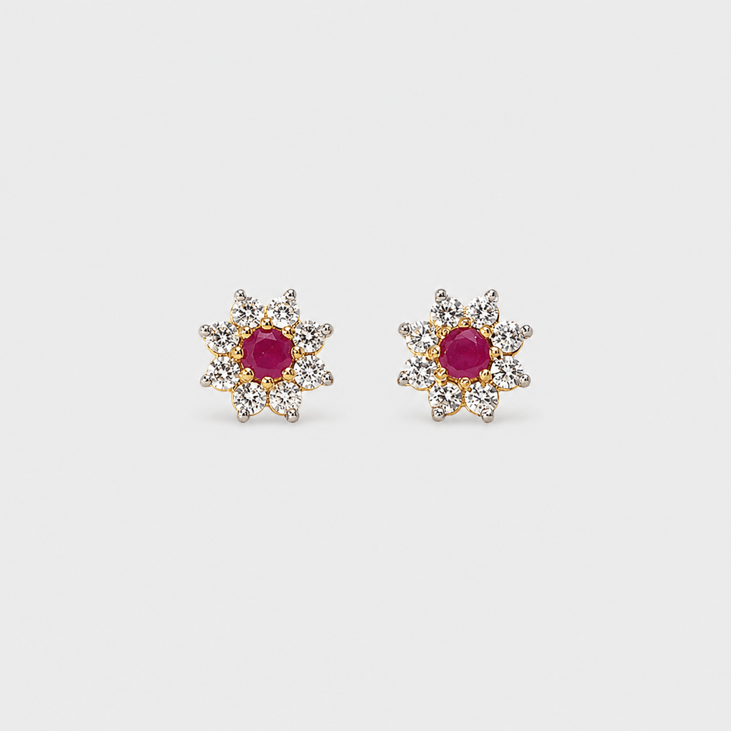 Ruby Starburst Studs - Monis Anas Jewellers
