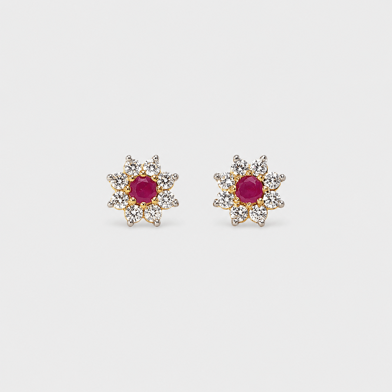 Ruby Starburst Studs - Monis Anas Jewellers