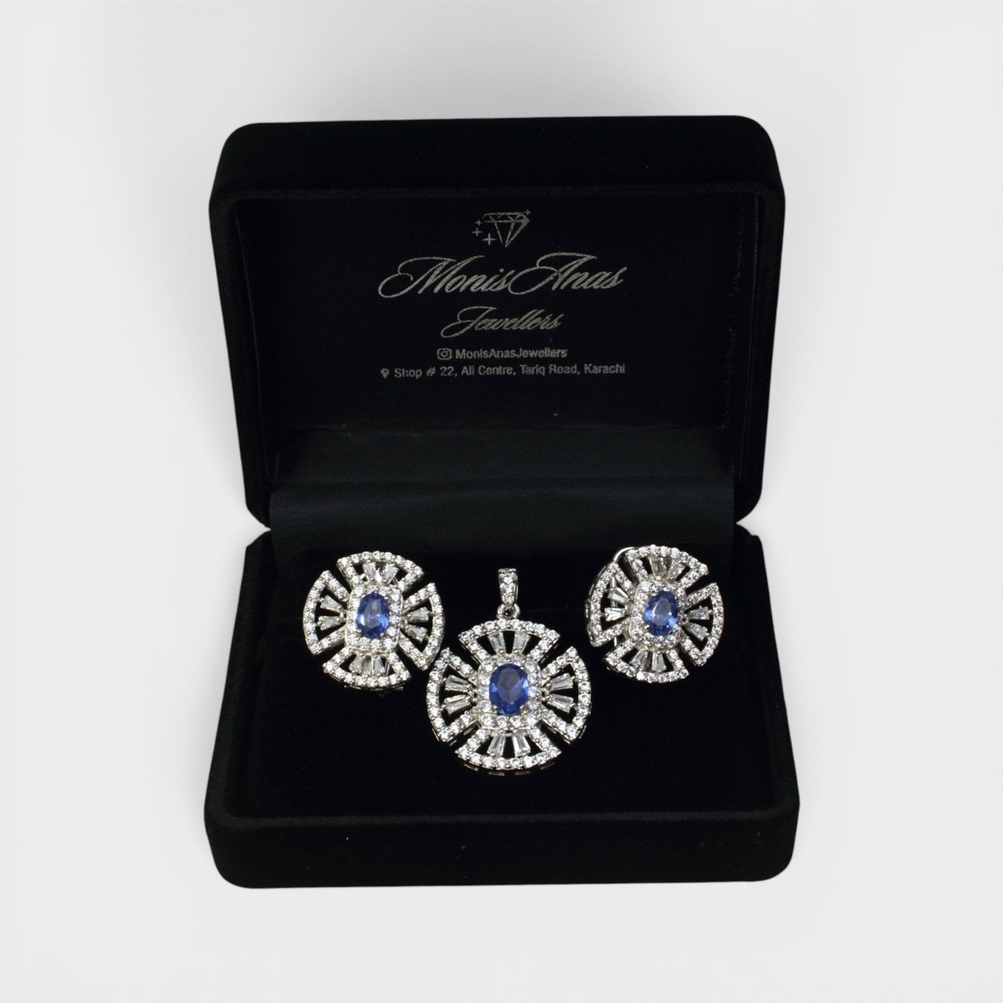 Sapphire Crest Set - Monis Anas Jewellers