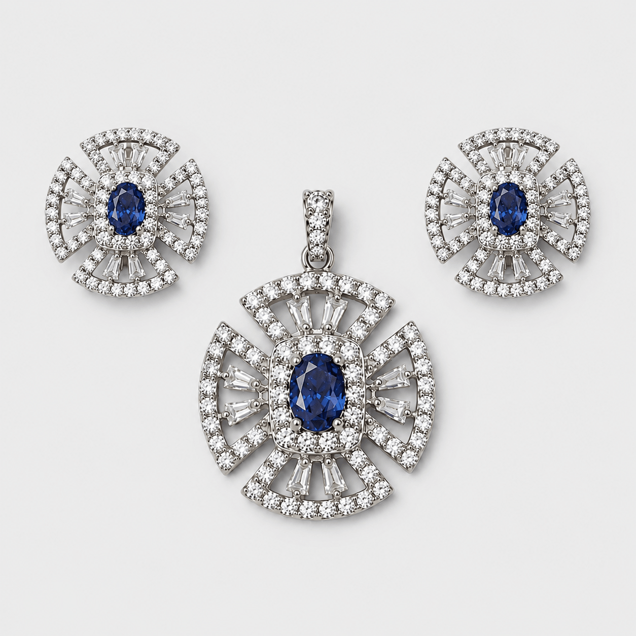 Sapphire Crest Set - Monis Anas Jewellers
