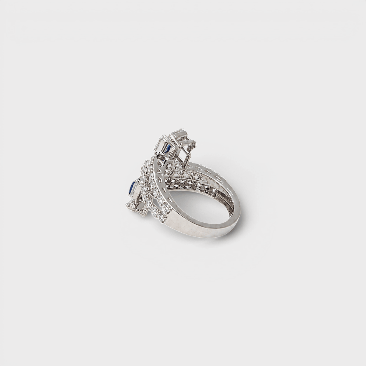 Sapphire Deco Bypass Ring - Monis Anas Jewellers