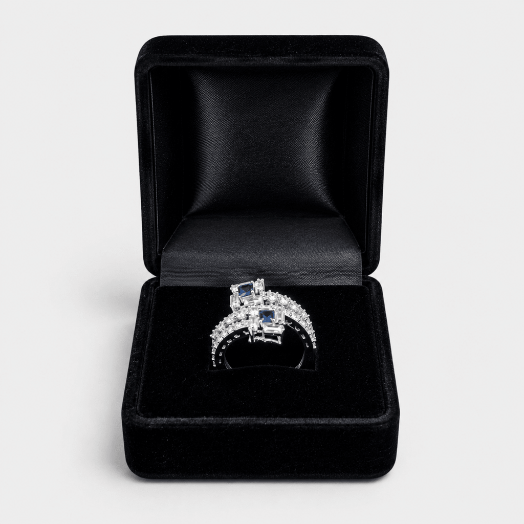 Sapphire Deco Bypass Ring - Monis Anas Jewellers