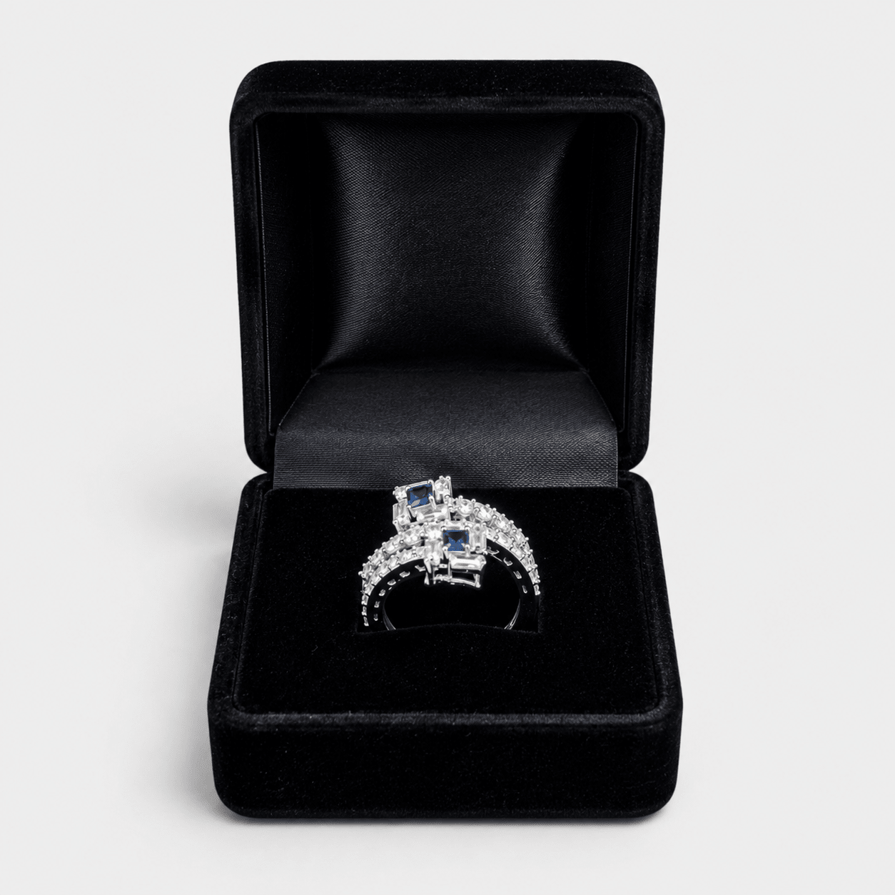 Sapphire Deco Bypass Ring - Monis Anas Jewellers