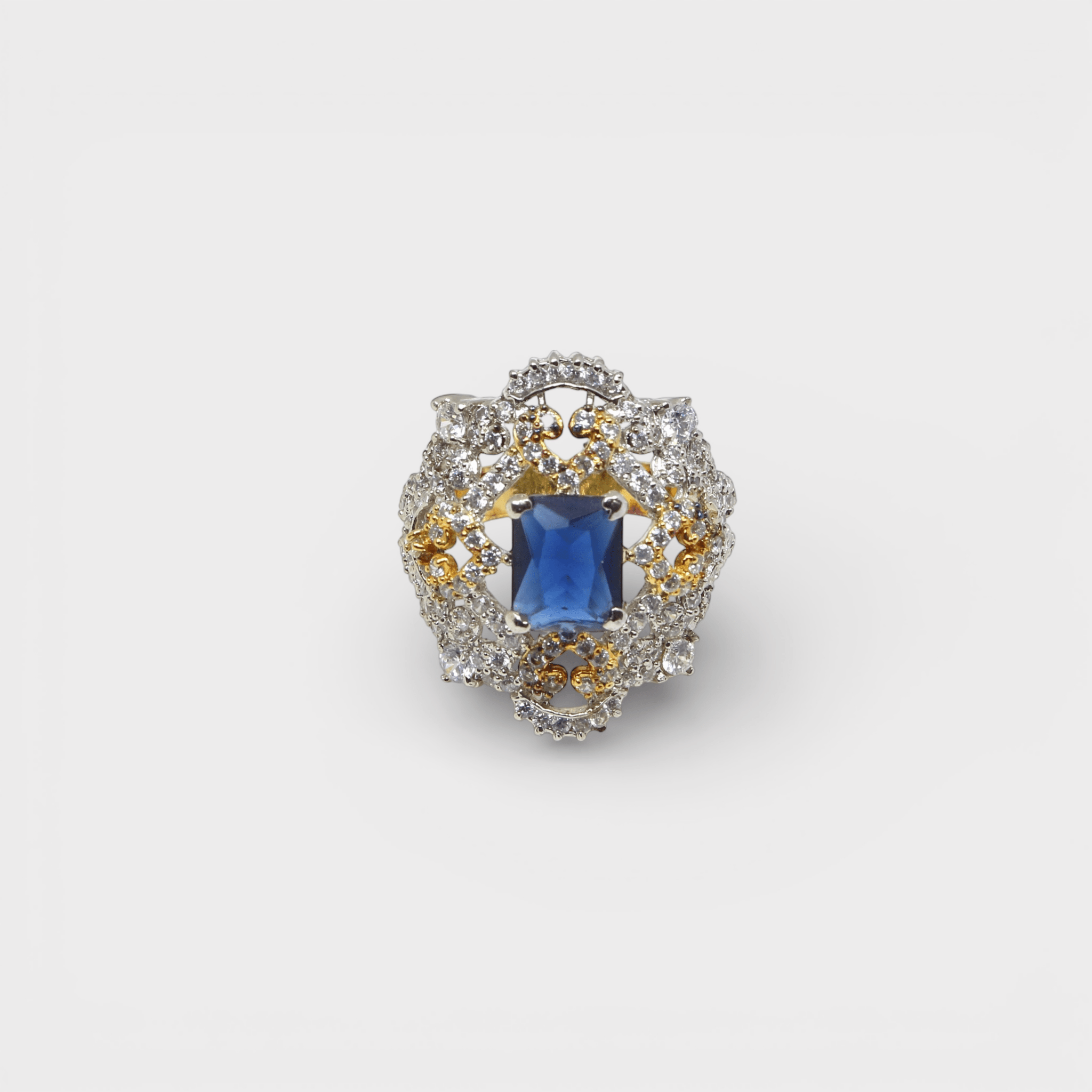 Sapphire Fleur - de - Lis Halo Ring - Monis Anas Jewellers