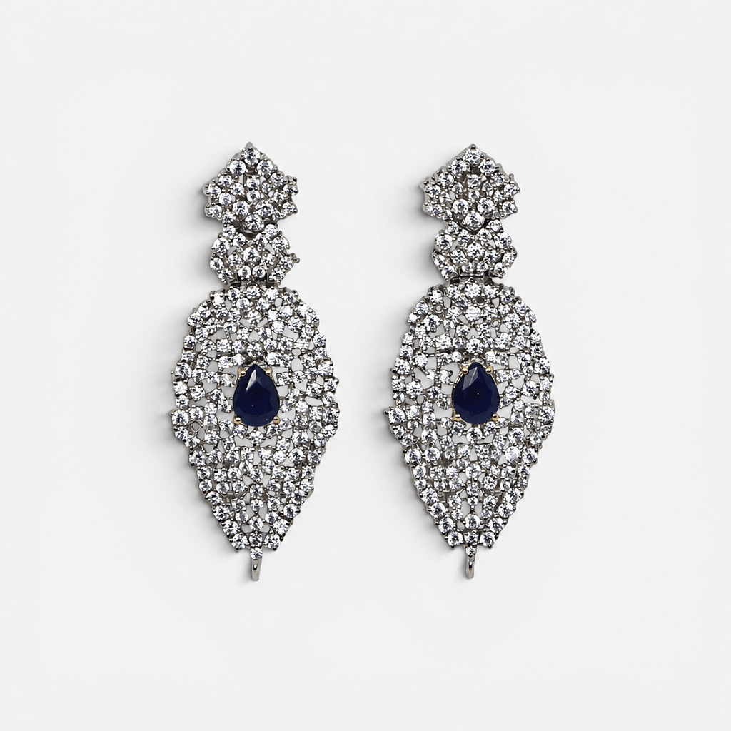 Sapphire Leaf Bridal Necklace & Earring Set - Monis Anas Jewellers