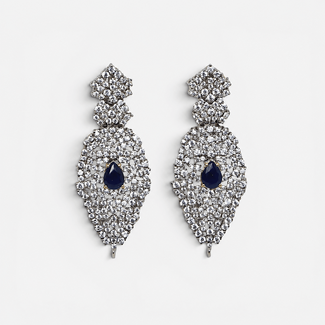 Sapphire Leaf Bridal Necklace & Earring Set - Monis Anas Jewellers