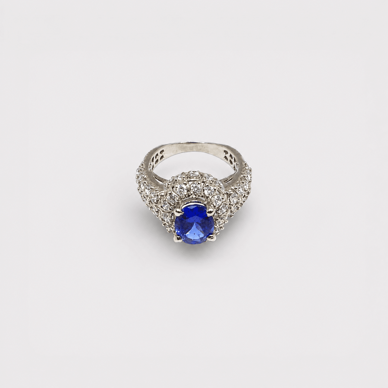Sapphire Starburst Halo Ring - Monis Anas Jewellers