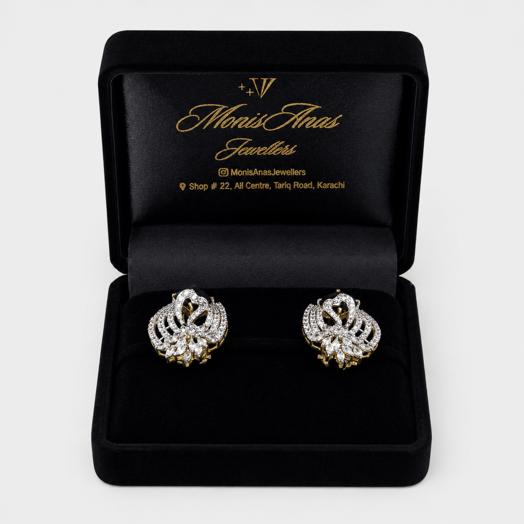 Sapphire Swan Studs - Monis Anas Jewellers