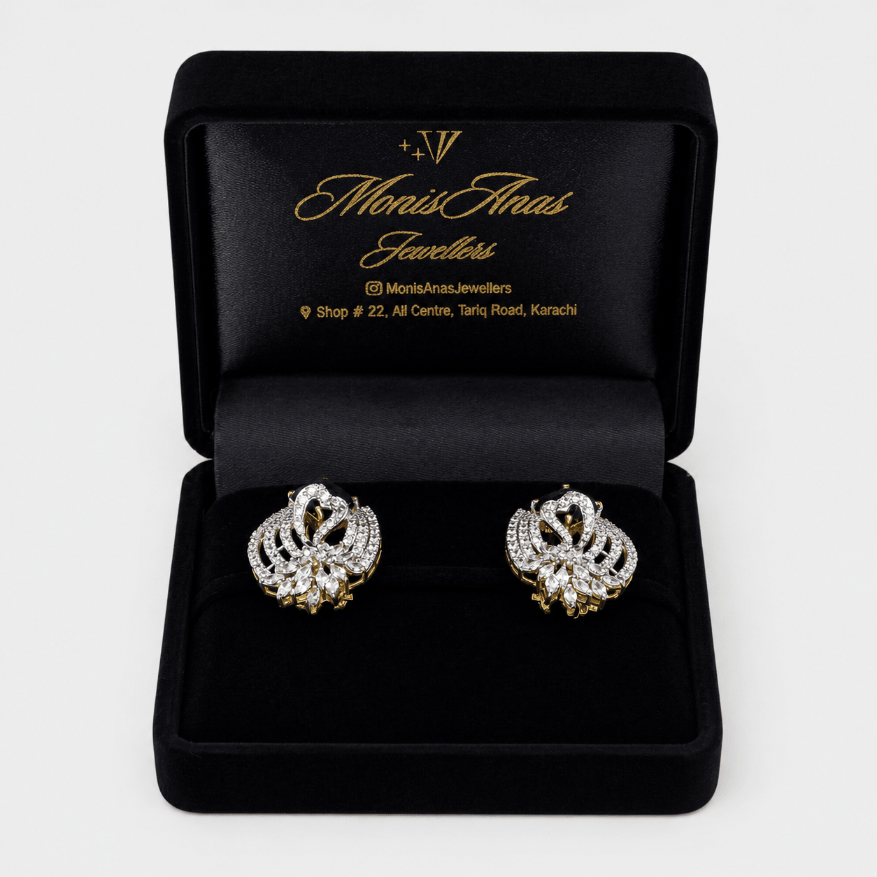 Sapphire Swan Studs - Monis Anas Jewellers