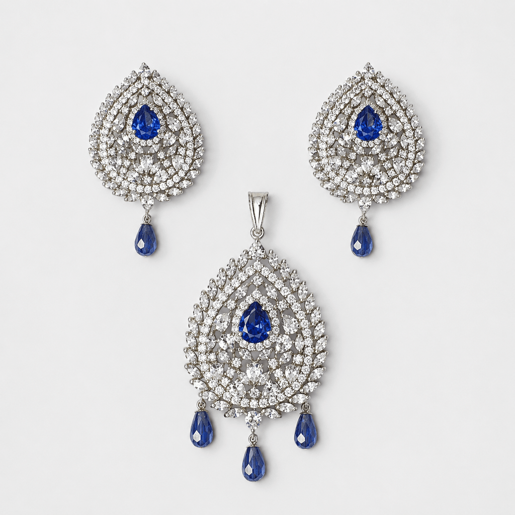 Sapphire Teardrop Set - Monis Anas Jewellers