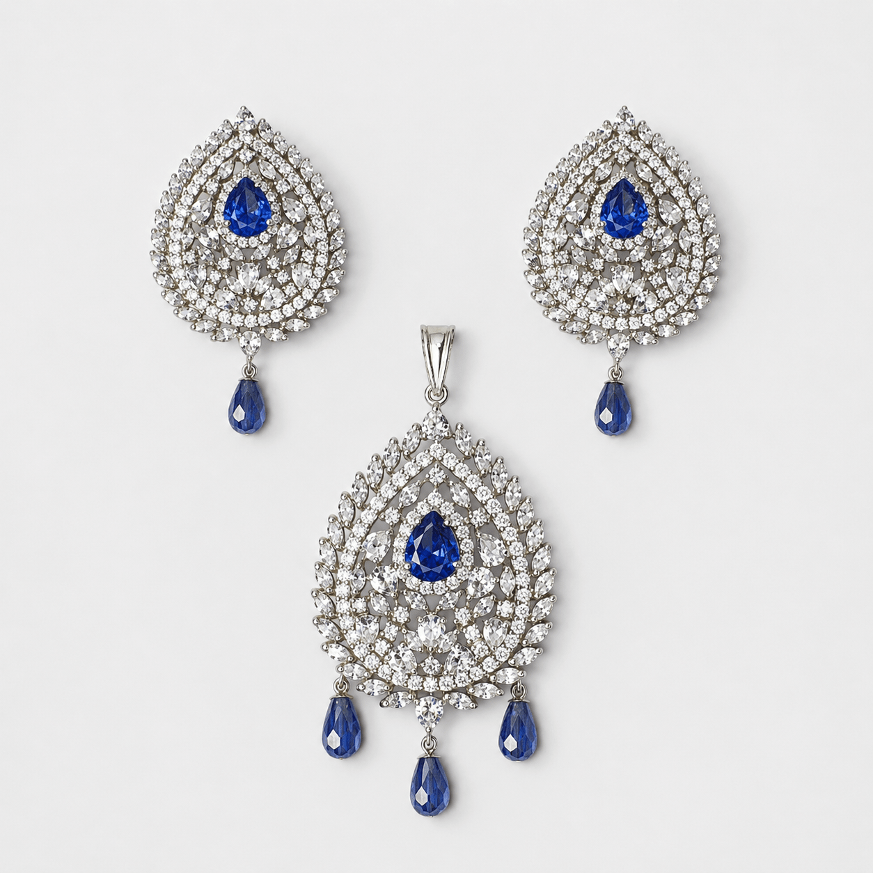 Sapphire Teardrop Set - Monis Anas Jewellers