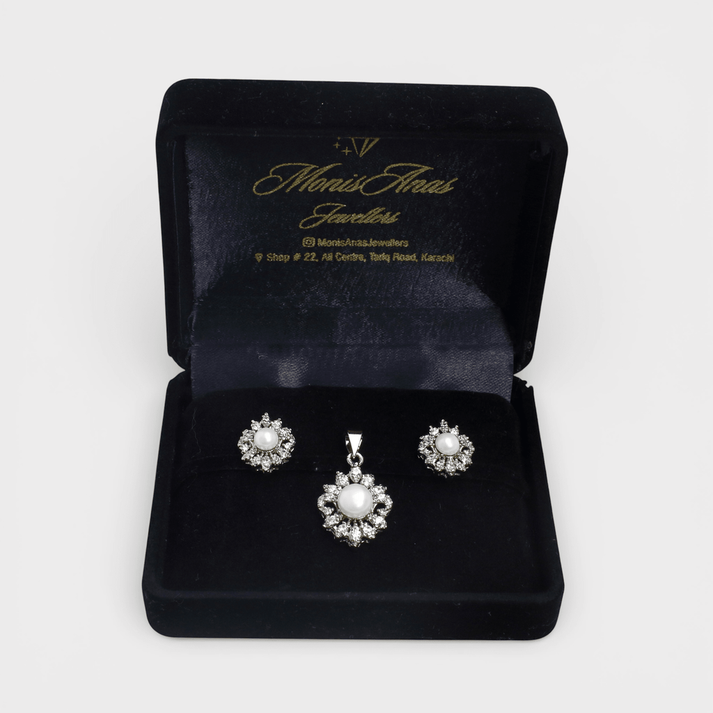 Silver Daisy Set - Monis Anas Jewellers