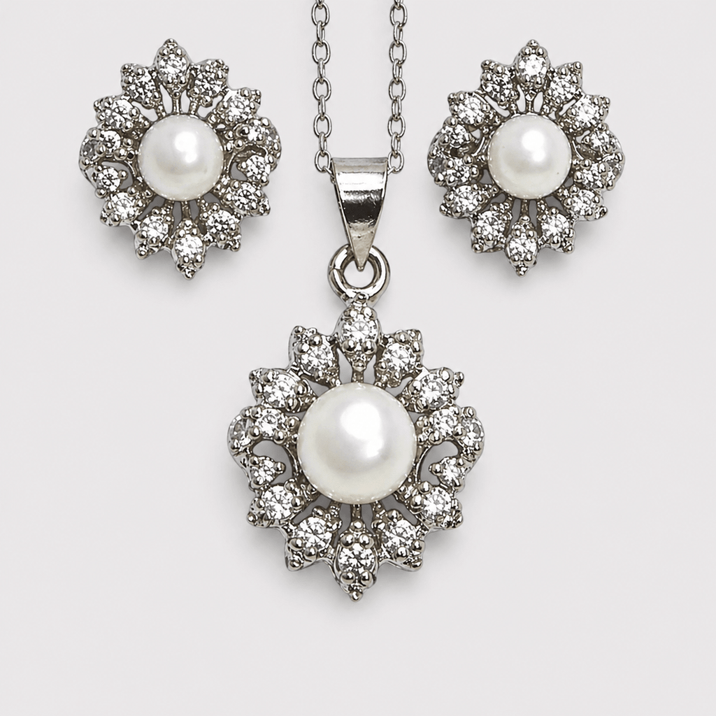 Silver Daisy Set - Monis Anas Jewellers
