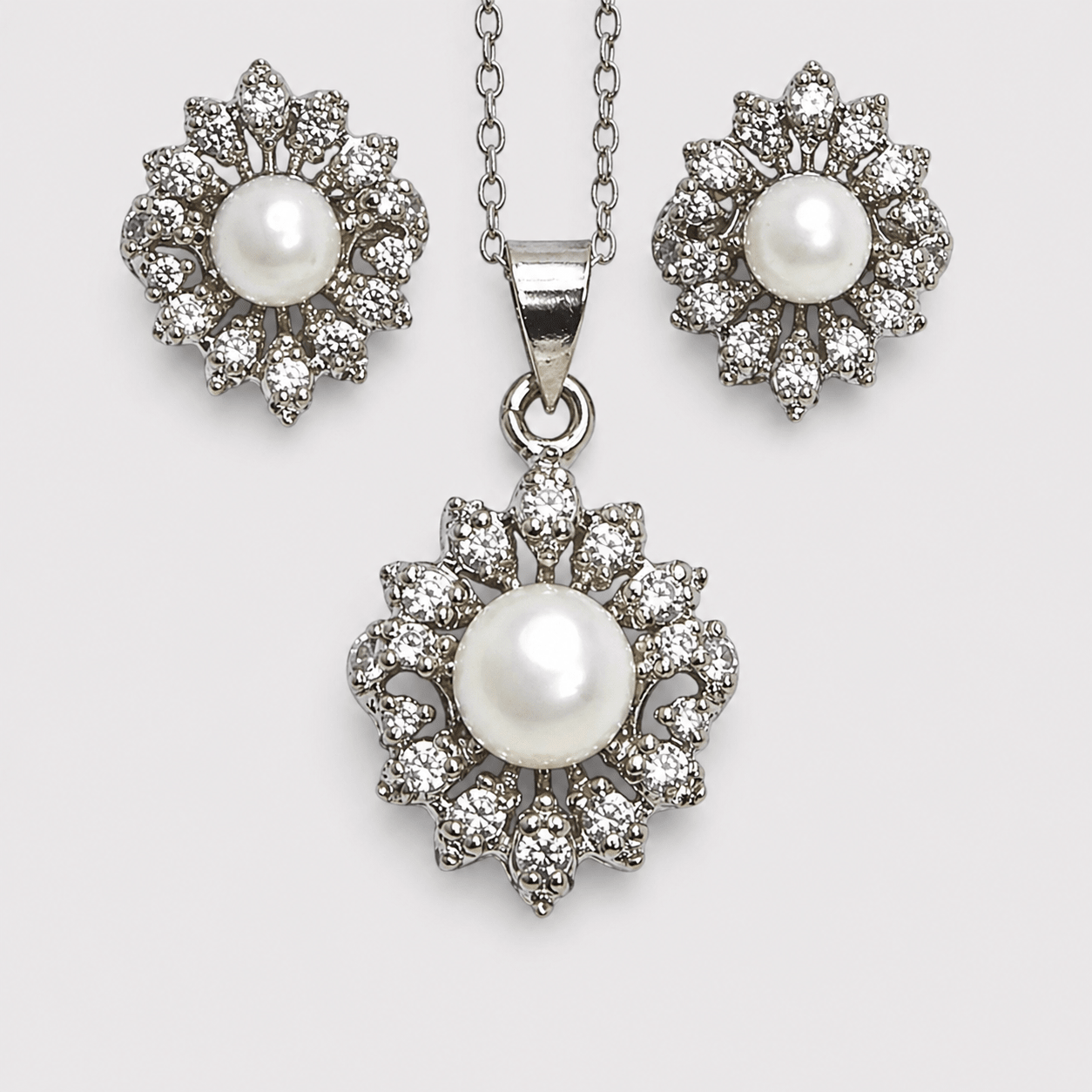 Silver Daisy Set - Monis Anas Jewellers