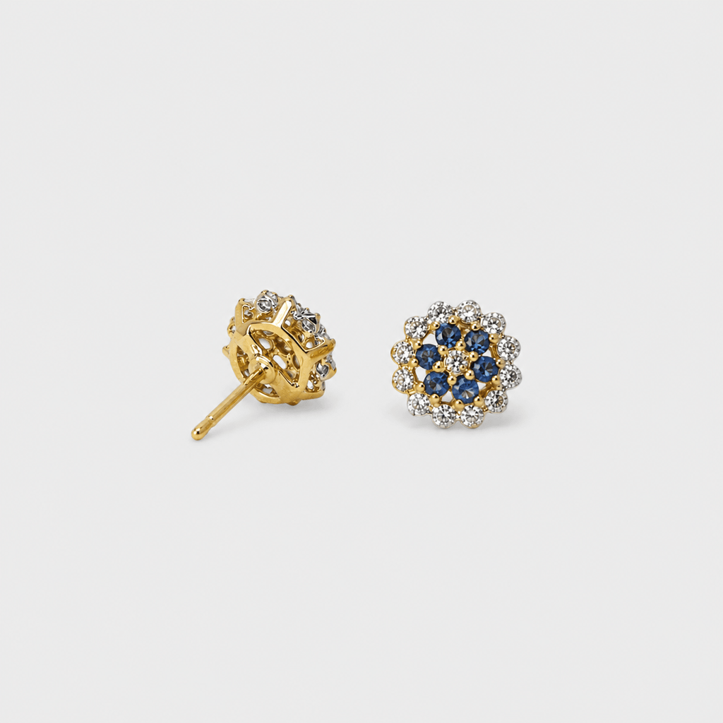 Sunlit Petal Studs (Sapphire) - Monis Anas Jewellers