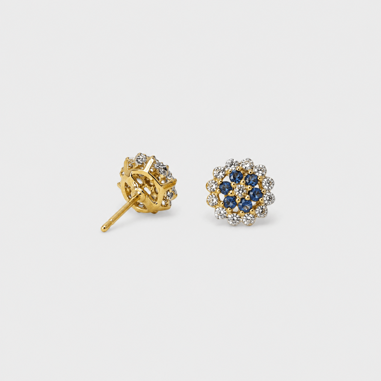 Sunlit Petal Studs (Sapphire) - Monis Anas Jewellers