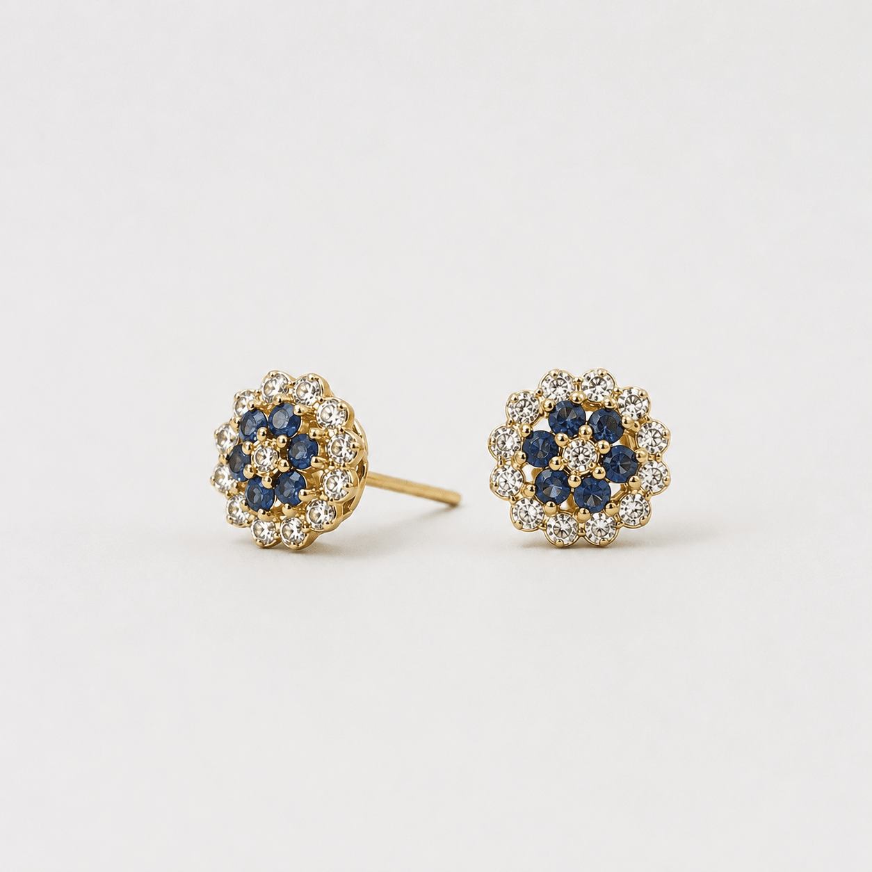 Sunlit Petal Studs (Sapphire) - Monis Anas Jewellers