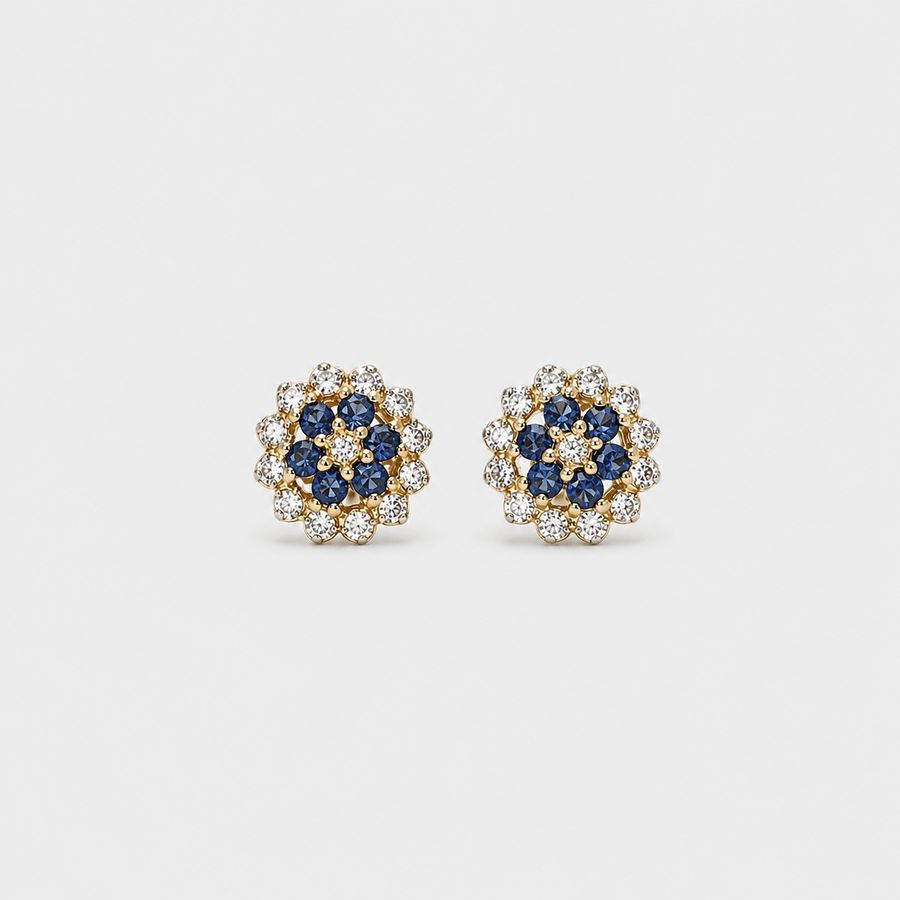 Sunlit Petal Studs (Sapphire) - Monis Anas Jewellers