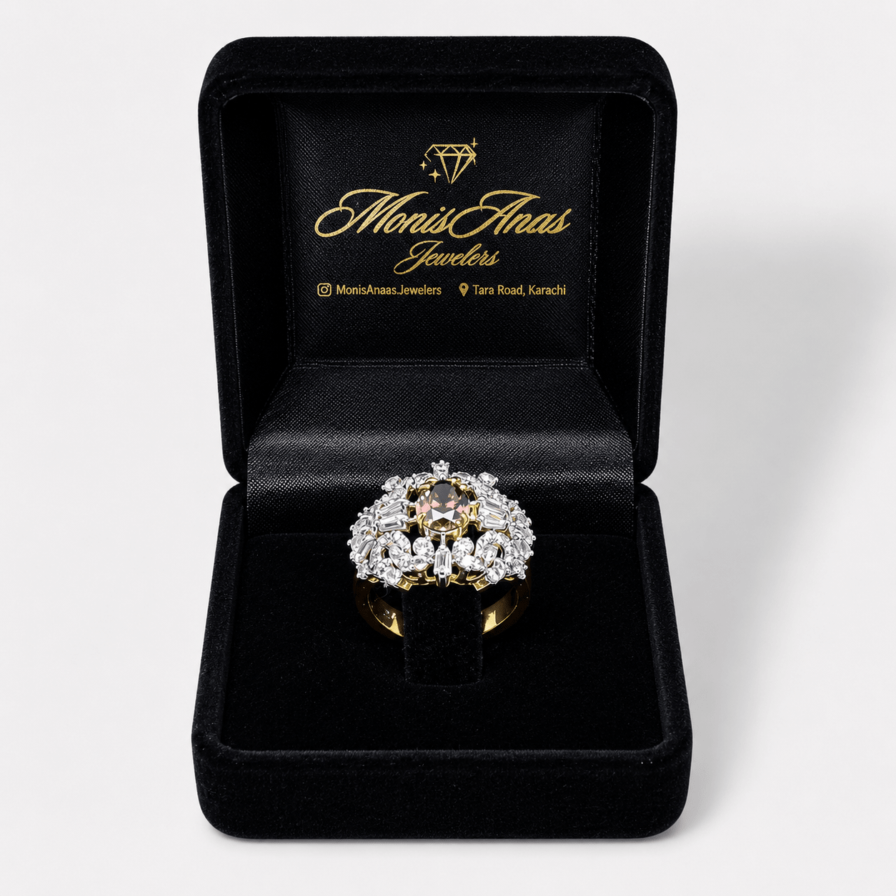 Sunrise Halo Ring - Monis Anas Jewellers