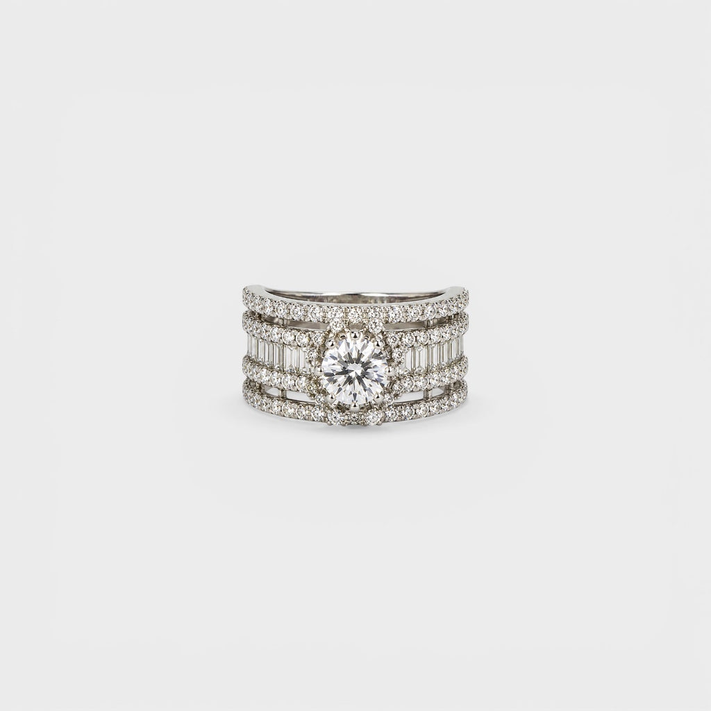 White Ice Multi-Row Ring - Monis Anas Jewellers