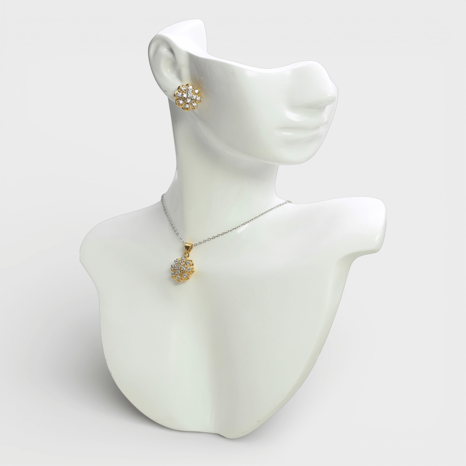 White Zircon Bloom Set - Monis Anas Jewellers