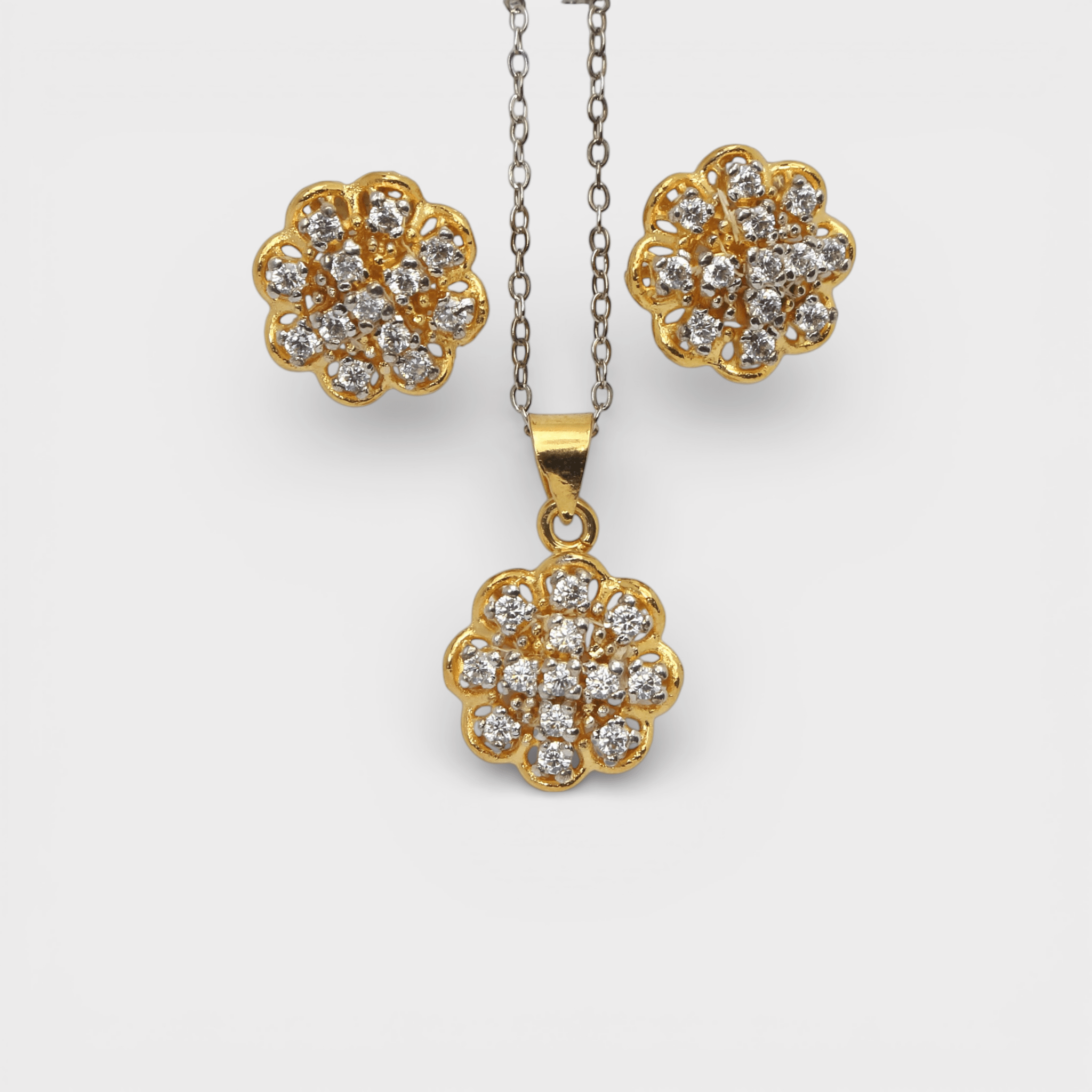 White Zircon Bloom Set - Monis Anas Jewellers